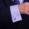 Baby Blue Stone Cufflinks Button Shirt from Gentlemansguru.com
