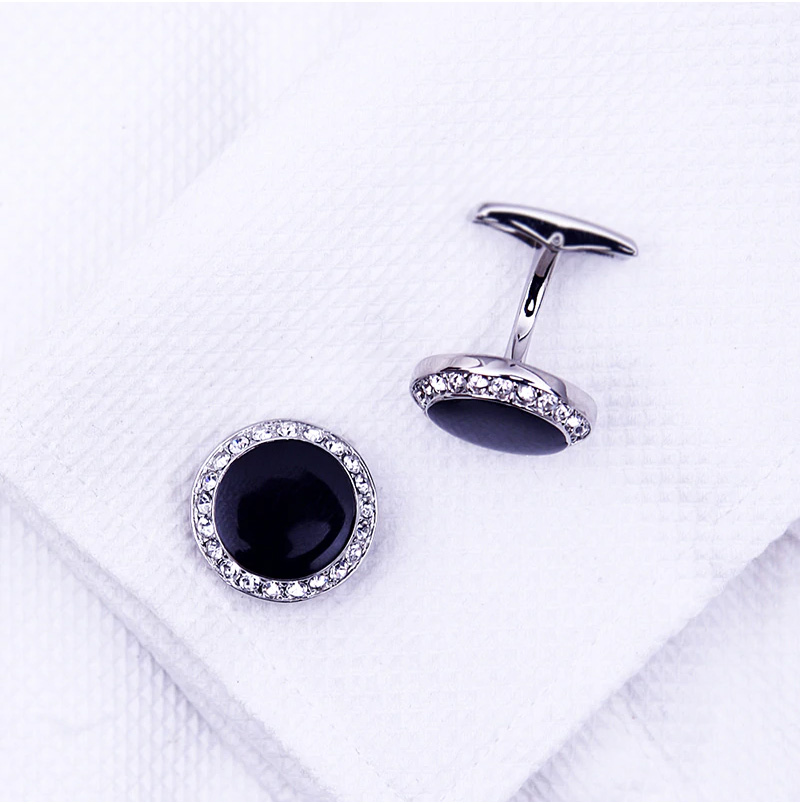 Black Crystal Tuxedo Button Cufflinks from Gentlemansguru.com