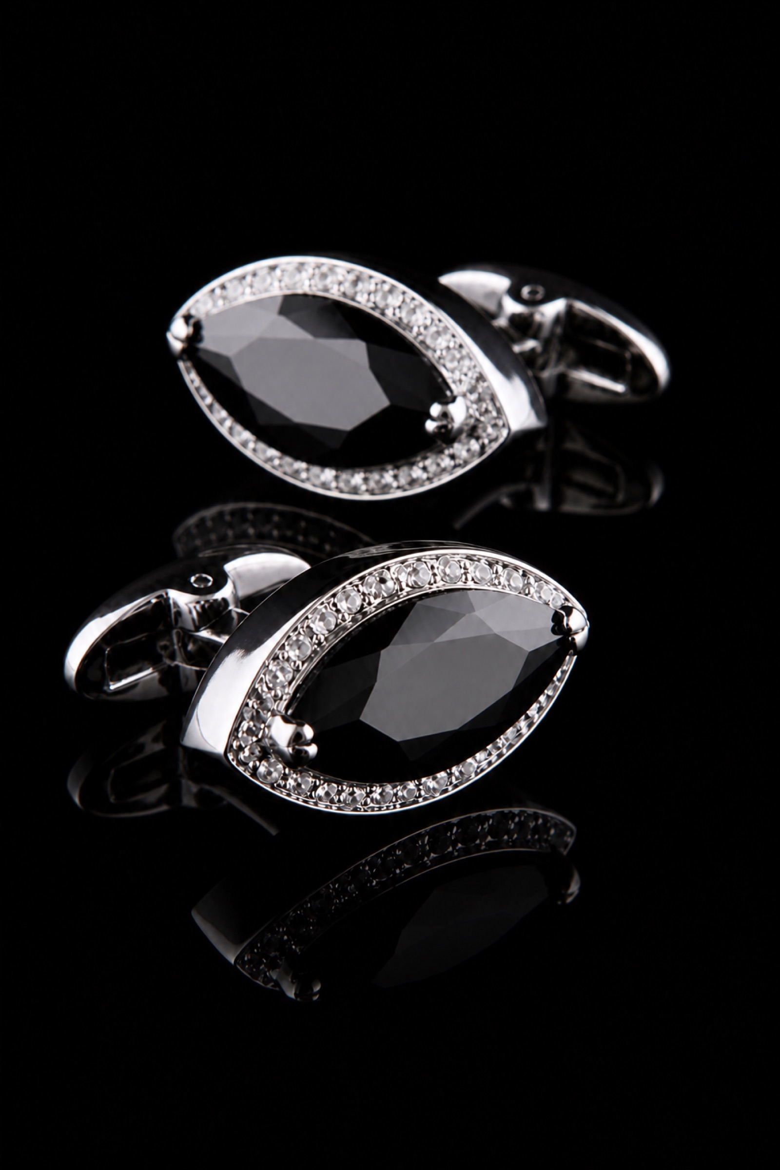 Black Diamond Cut Shaped Encrusted Cufflinks from Gentlemansguru.com