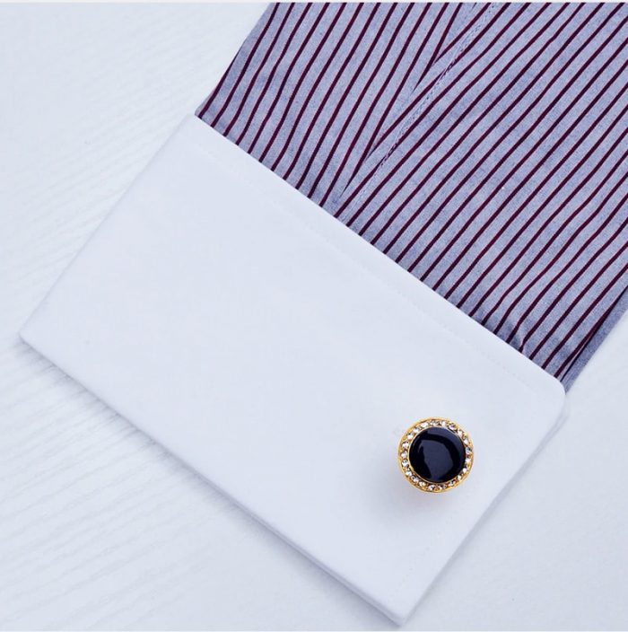 Black and Gold Onyx Cufflinks Button Shirt Cufflinks from Gentlemansguru.com