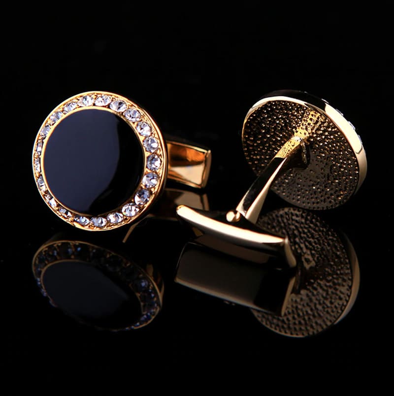 Swarovski Crystal Black & Gold Cufflinks