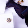 Blue Crystal Gold Plated Cufflinks French Cuff Button Shirt from Gentlemansguru.com