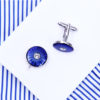 Blue Round Cufflinks With Crystal Button Shirt Cufflinks from Gentlemansguru.com