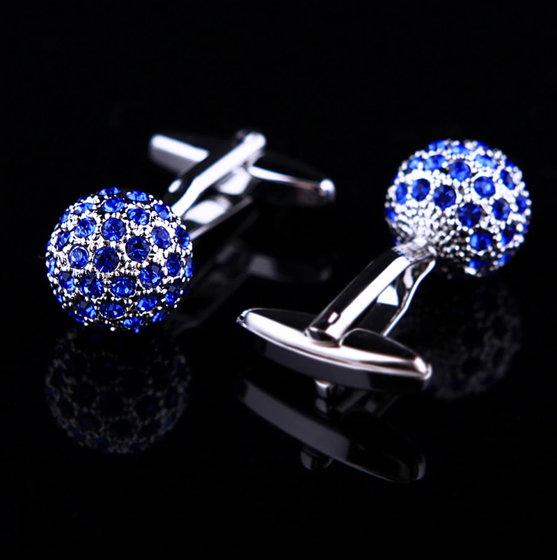 Blue and Silver Crystal Ball Cufflinks For Men from from Gentlemansguru.com