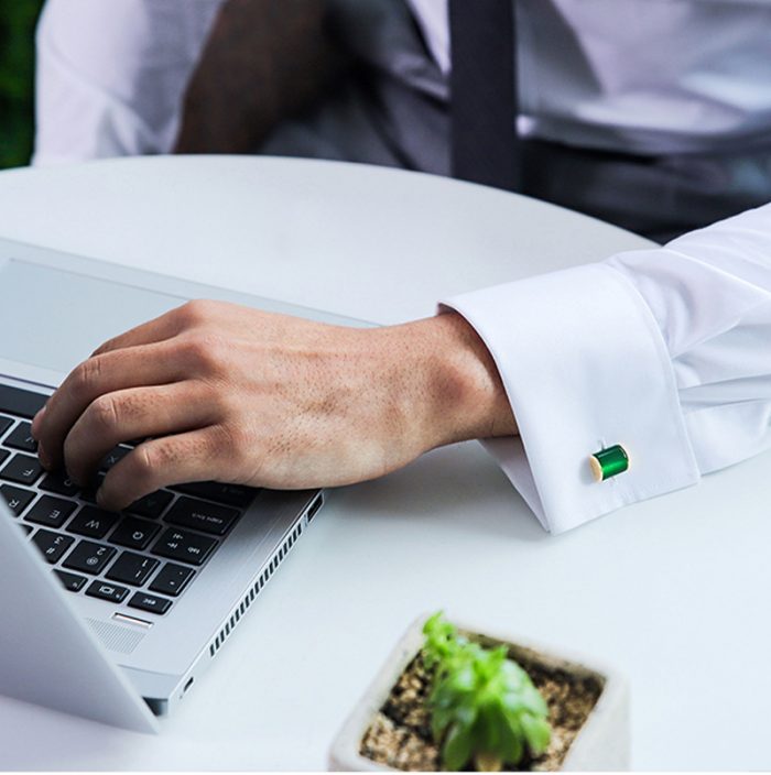 Business Emerald Green and Gold Cufflinks Set emerald green cufflinks