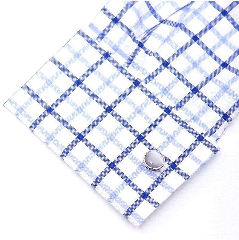 Button Shirt Double Sided Silver Cufflinks Set For Men from Gentlemansguru.com