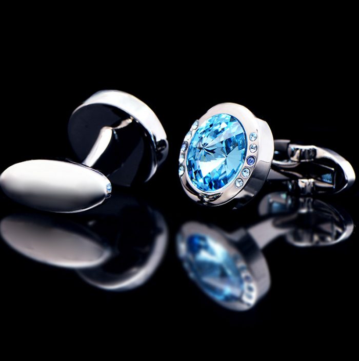 Crystal Baby Blue Stone Cufflinks from Gentlemansguru.com