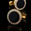 Crystal Black & Gold Onyx Cufflinks from Gentlemansguru.com