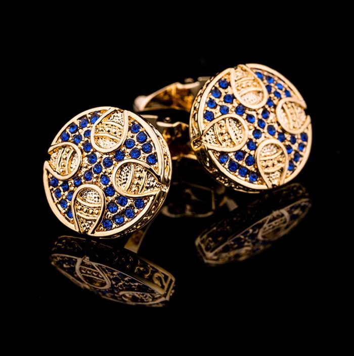 Crystal Blue And Gold Cufflinks Set Mens Luxury Cufflinks from Gentlemansguru.com