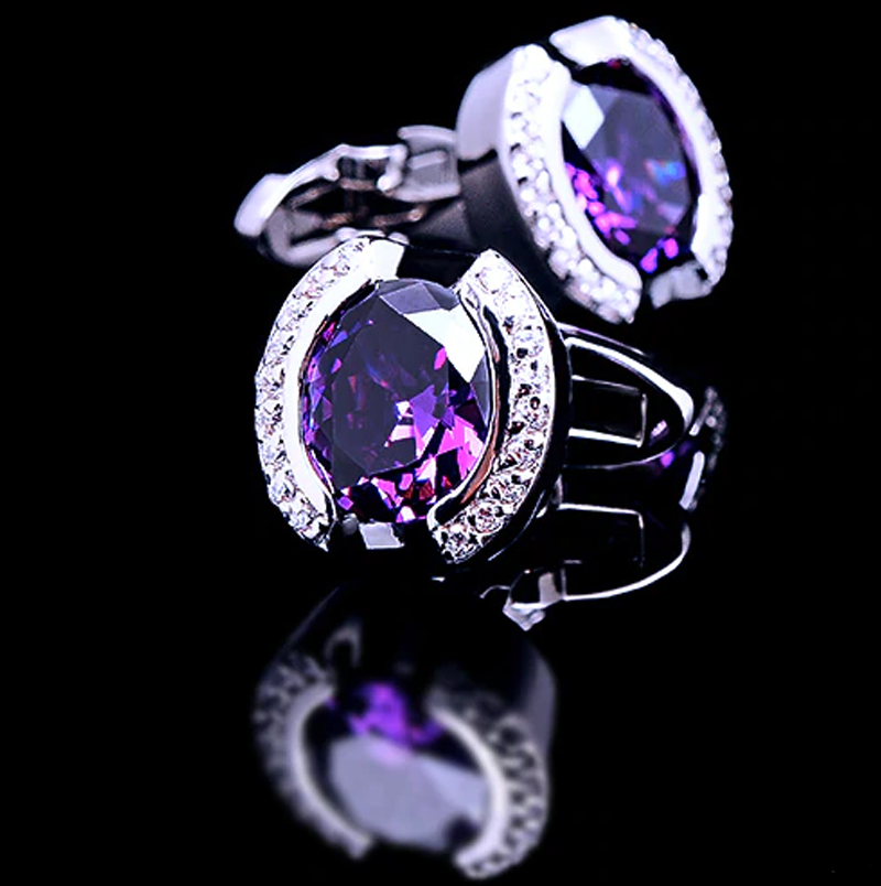 Crystal Purple Stone Cufflinks from Gentlemansguru.com