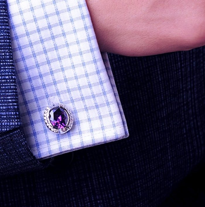 Crystal Purple Wedding Cufflinks