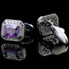 Crystal Purple Wedding Cufflinks With Silver from Gentlemansguru.com