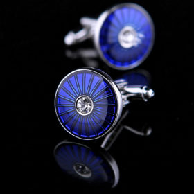 Crystal Round Blue Cufflinks
