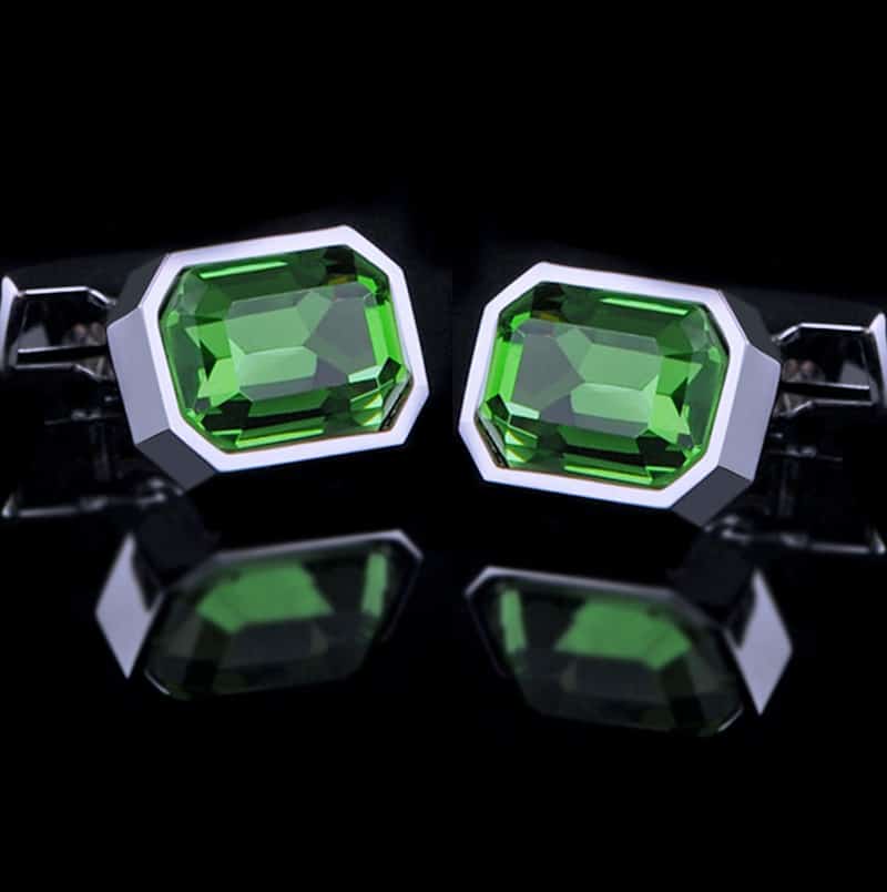 LIZARD GREEN CRYSTAL CUFFLINKS