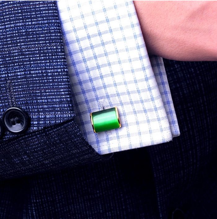 Emeralrd Greeen and Gold Cufflinks Set for Men from Gentlemansguru.com