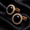 Formal Black and Gold Crystal Cufflinks from Gentlemansguru.com