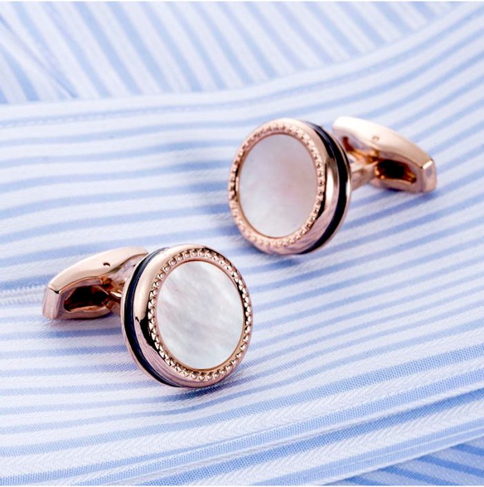 French Cuff Shirt Rose Gold Cufflinks Set from Gentlemansguru.com