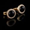Gold Crystal Halo Onyx Cufflinks from Gentlemansguru.com