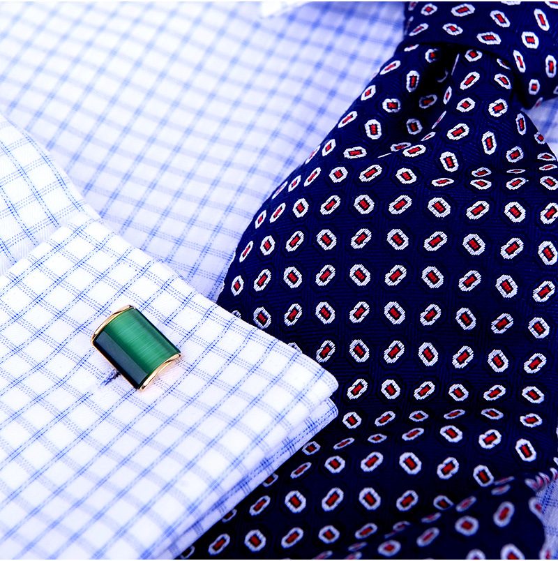 Green Emerald 18k Gold Cufflinks Button Shirt Cufflinks from Gentlemansguru.com
