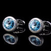 Light Blue Round Stone Cufflinks For Men from Gentlemansguru.com