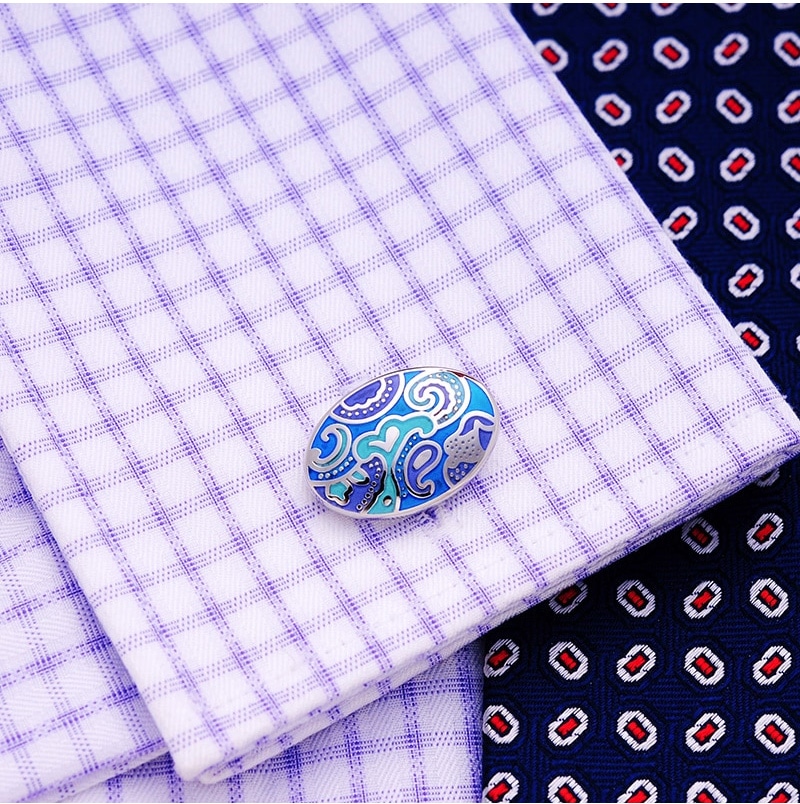 Light Blue Enamel Vintage Cufflinks Button Shirt Cufflinks from Gentlemansguru.com