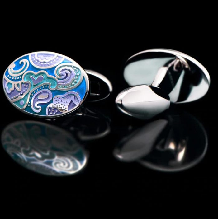 Light Blue Vintage Enamel Cufflinks Set from Gentlemansguru.com