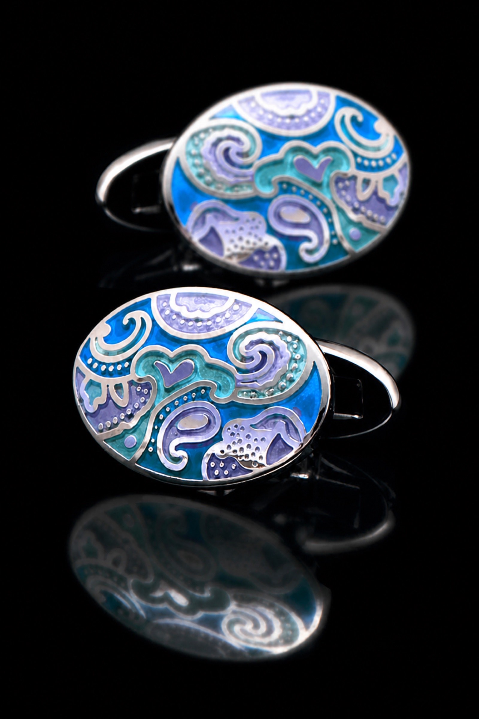 Light Blue Vintage Enamel Cufflinks from Gentlemansguru.com