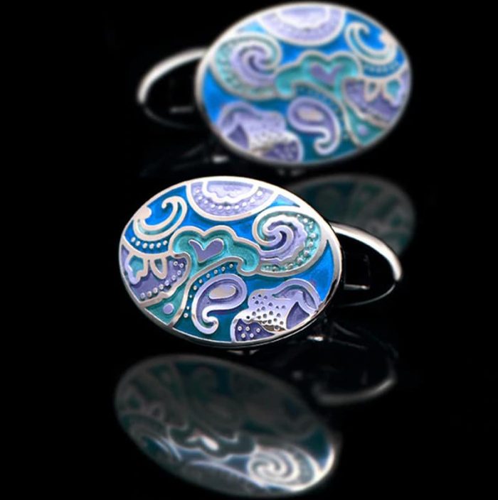 Light Blue Vintage Enamel Cufflinks from Gentlemansguru.com