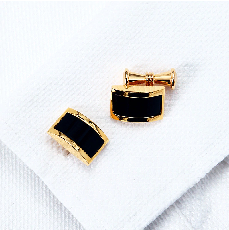 Luxury 18k Plated Gold and Black Cufflinks For Men from Gentlemansguru.com