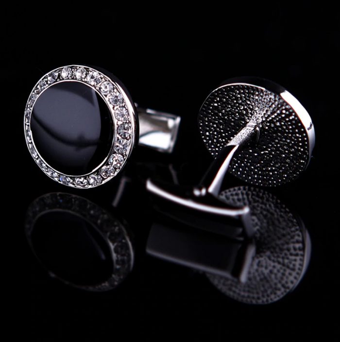 Luxury Black Crystal Tuxedo Cufflinks Set from Gentlemansguru.com