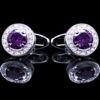 Luxury Crystal Purple Round Wedding Cufflinks from Gentlemansguru.com