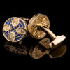 Luxury Gold and Blue Cufflinks Sets For Men Wedding Tuxedo Cuyfflinks from Gentlemansguru.com