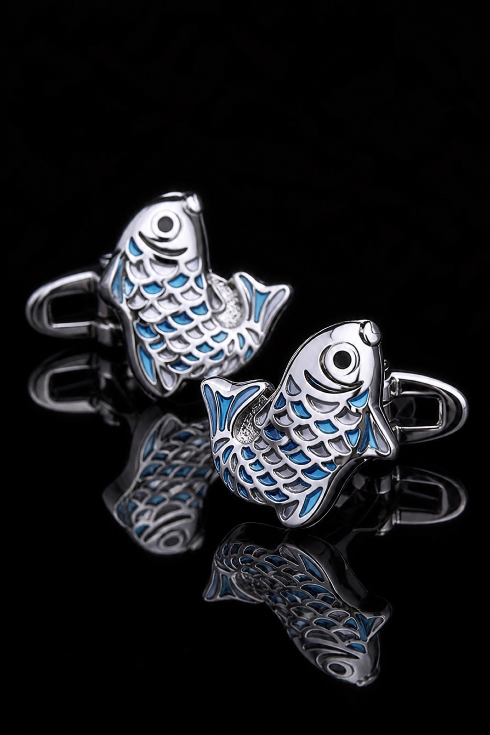 Luxury Silver Fish Cufflinks from Gentlemansguru.com