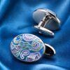 Luxury Silver and Blue Enamel Cufflinks from Gentlemansguru.com
