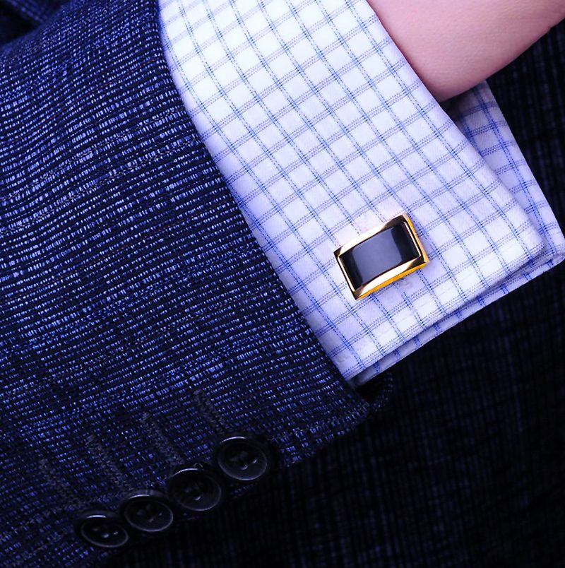 Mens 18k Gold and Black Cufflinks Set Button Shirt cufflinks For Men from Gentlemansguru.com