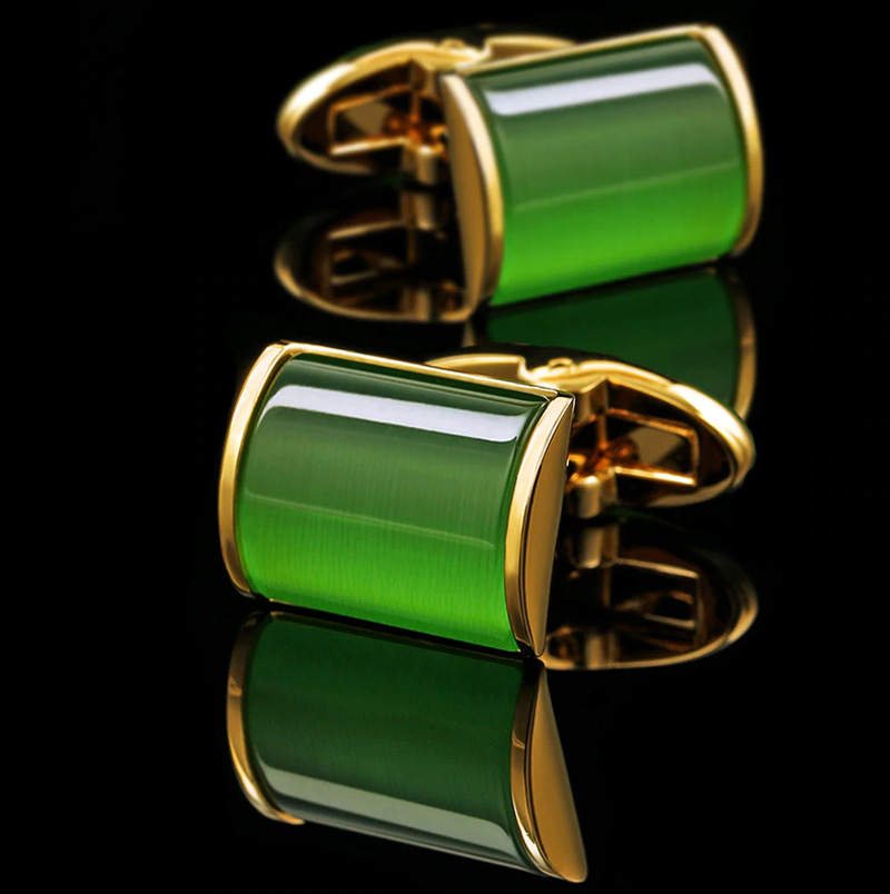 Mens 18k Yellow Gold Emerald Green Cufflinks from Gentlemansguru.com