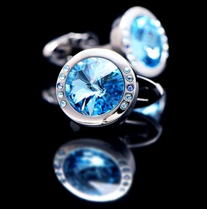 Mens Baby Blue Stone Cufflinks from Gentlemansguru.com