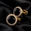 Men's Black Onyx Gold Cufflinks from Gentlemansguru.com