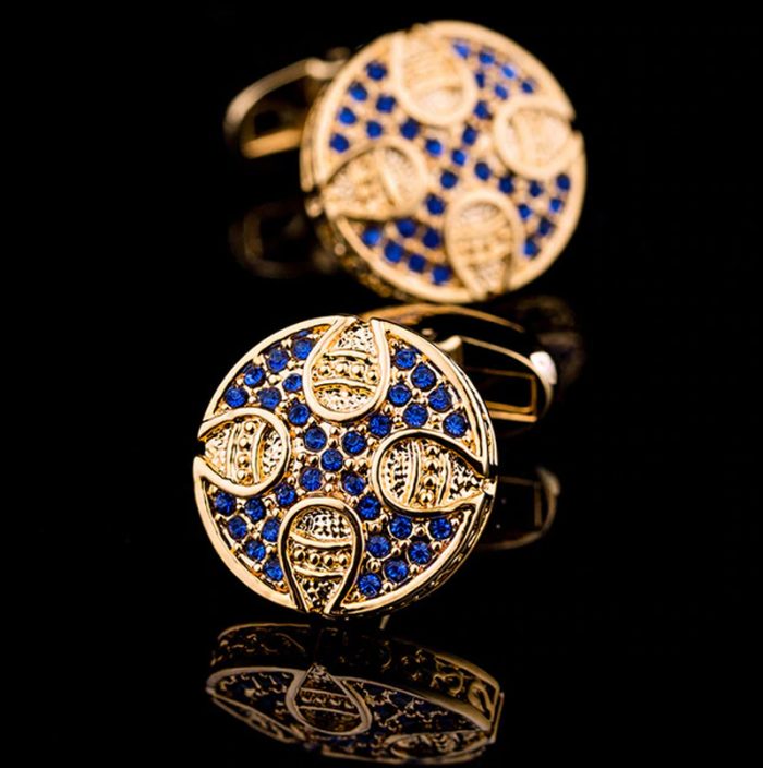 Mens Blue And Gold Cufflinks With Crystals from Gentlemansguru.com