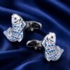 Mens Blue Enamel Fish Cufflinks from Gentlemansguru.com