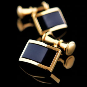 Chain Link Gold & Black Cufflinks