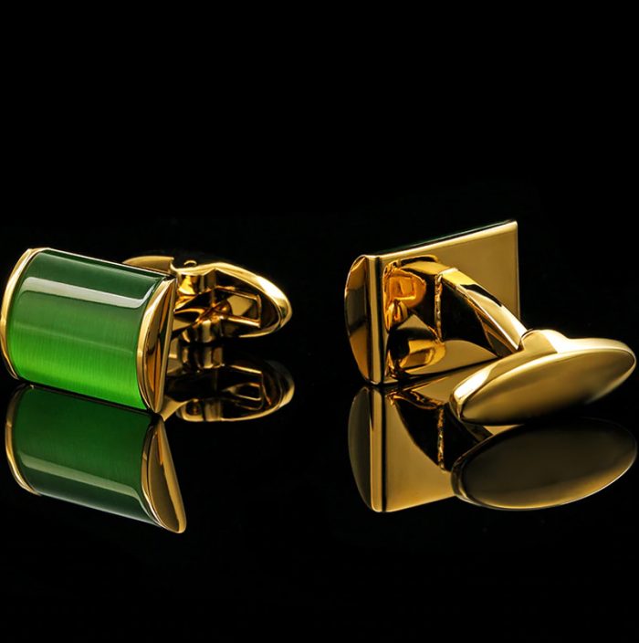 Mens Green and Gold Cufflinks Set from Gentlemansguru.com