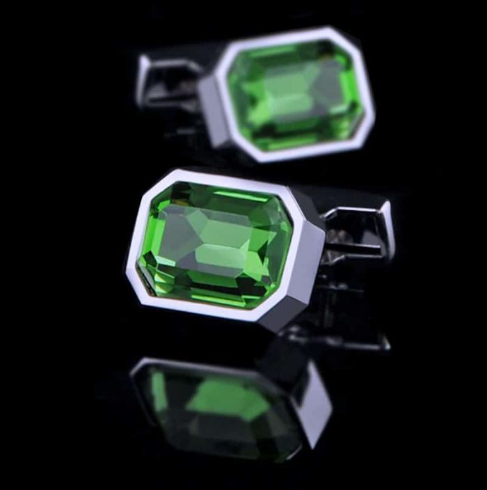 Mens Large Green Crystal Cufflinks from Gentlemansguru.com