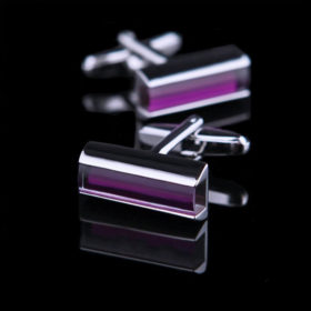 Rectangular Purple Crystal Cufflinks