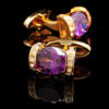 Mens Purple and Gold Cufflinks, 18K Plated Wedding Cufflinks from Gentlemansguru.com