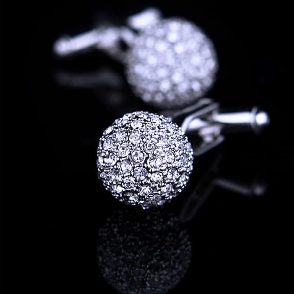 Silver Crystal Ball Cufflinks Silver Ball Cufflinks Gentleman's Guru