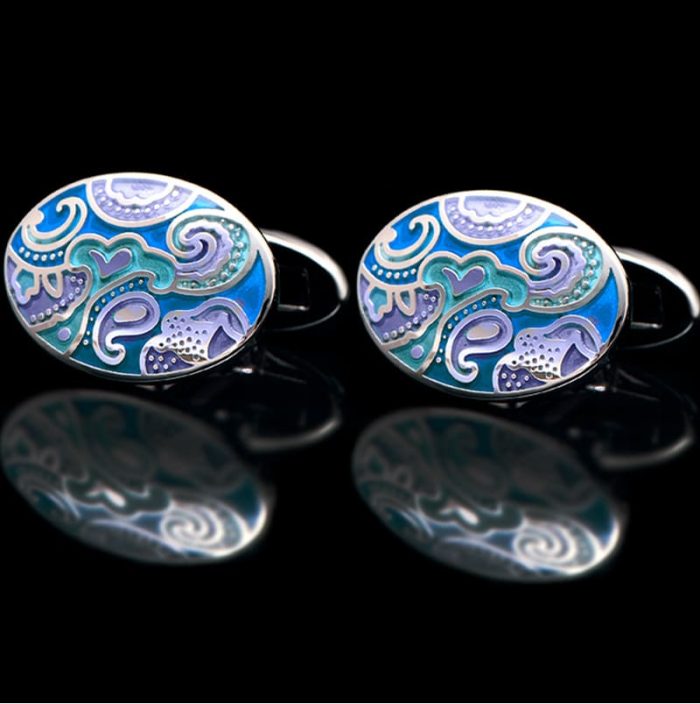 Mens Vintage Light Blue Cufflinks Enameld Vintage Cufflinks from Gentlemansguru.com