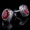 Ornate Silver Red Ruby Cufflinks for Men from Gentlemansguru.com