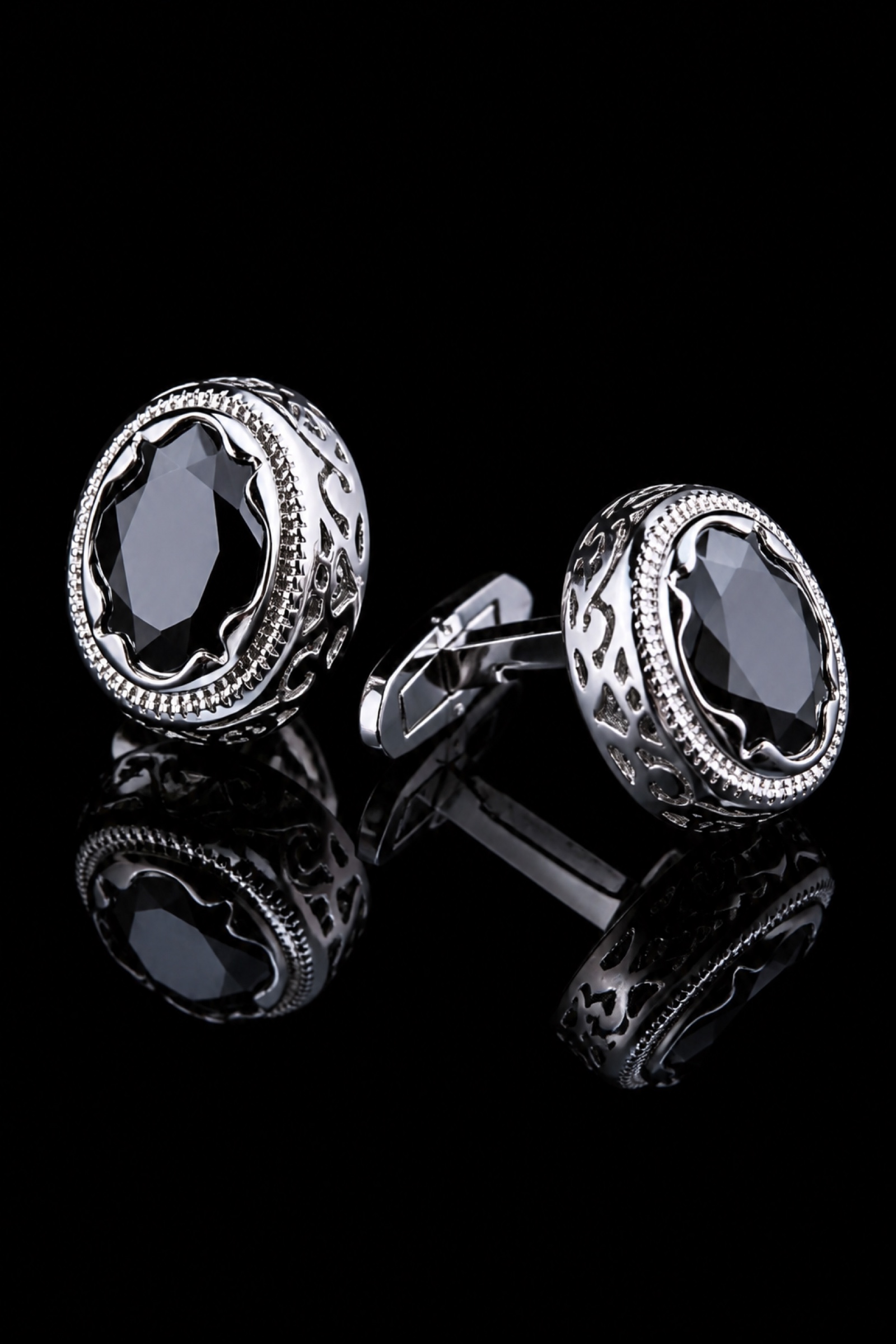 Oval Black Ruby Cufflinks for Men from Gentlemansguru.com