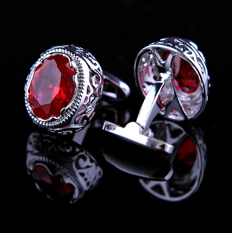 Silver and Red Vintage Ruby Cufflinks australia-s-samuel-canada from Gentlemansguru.com